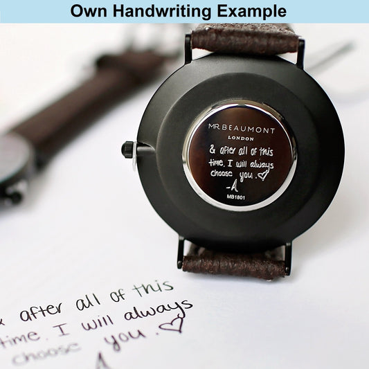 Men's Handwriting Personalized Black Watch