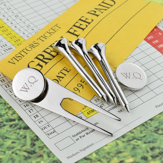Personalized Silver Plated Golf Tee Gift Set