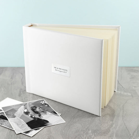 Personalized Photo Album in White Leather