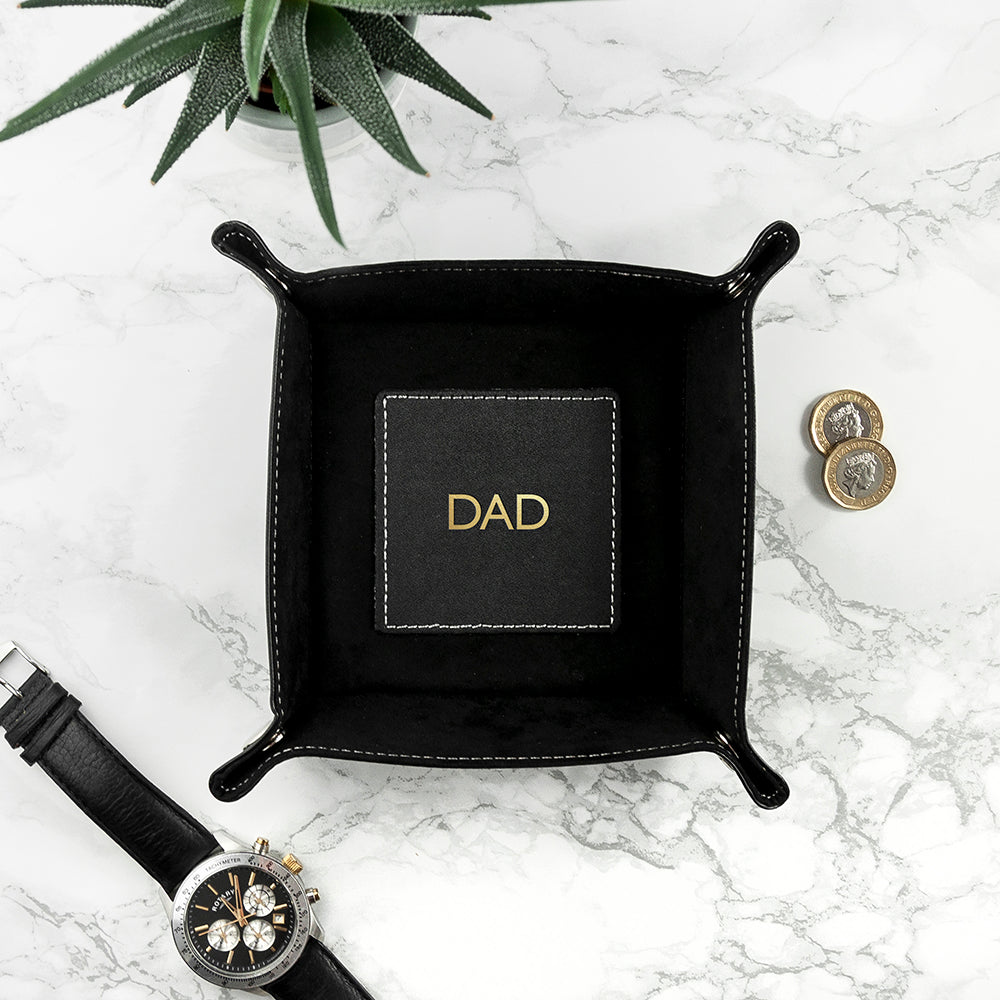 Personalized Tidy Trays - Personalized Dad's Luxury Black Valet Tray 