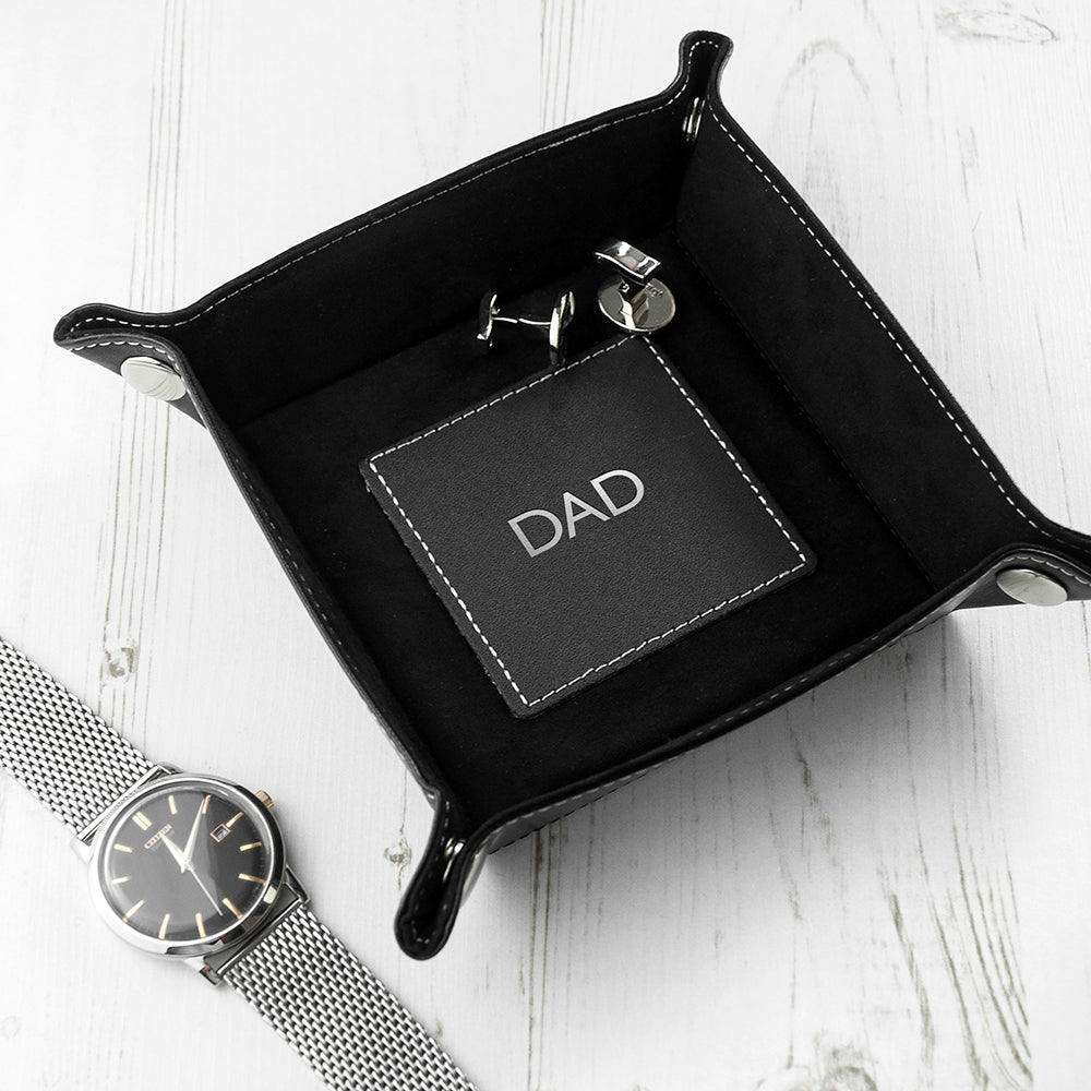 Personalized Tidy Trays - Personalized Dad's Luxury Black Valet Tray 