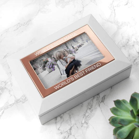 Personalized Jewelry Box - White and Rose Gold