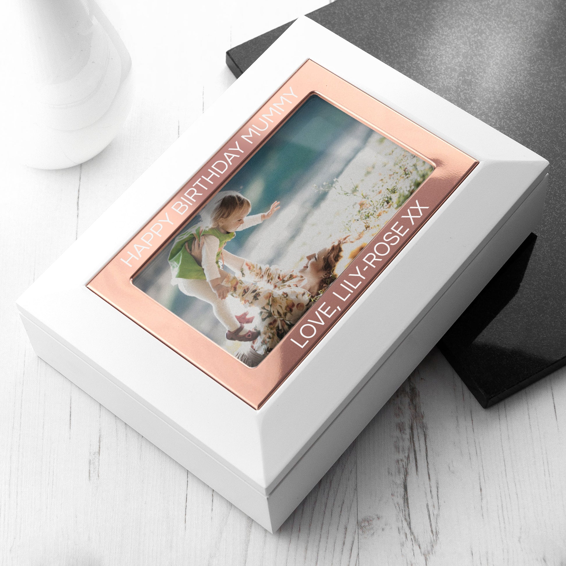 Personalized Jewellery Boxes & Storage - Personalized Jewelry Box - White and Rose Gold 