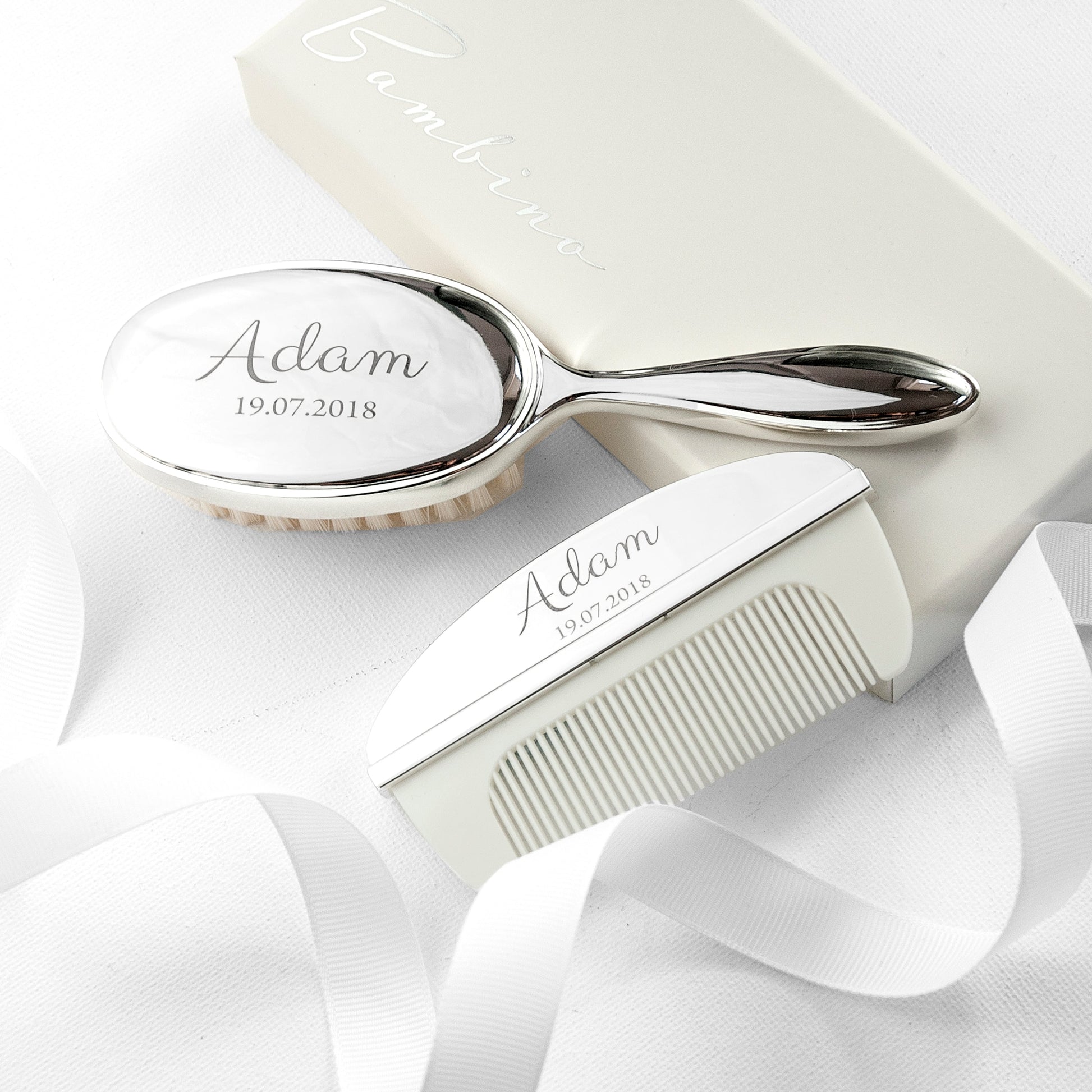 Personalized Classic Silver Plated Baby Brush And Comb Set - GiftsofaKind