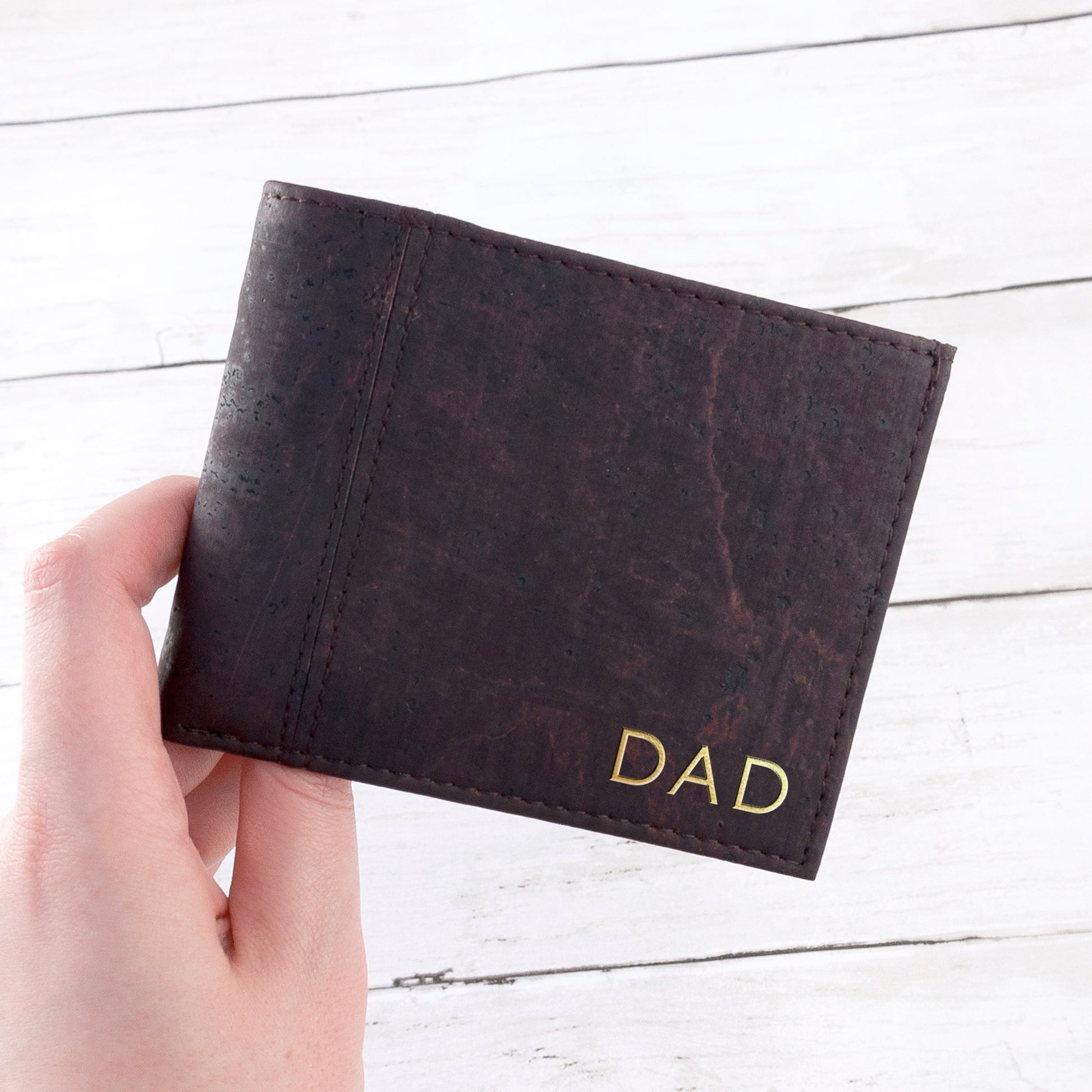 Personalised Dark Brown Vegan Leather Cork Wallet - Lovesakes