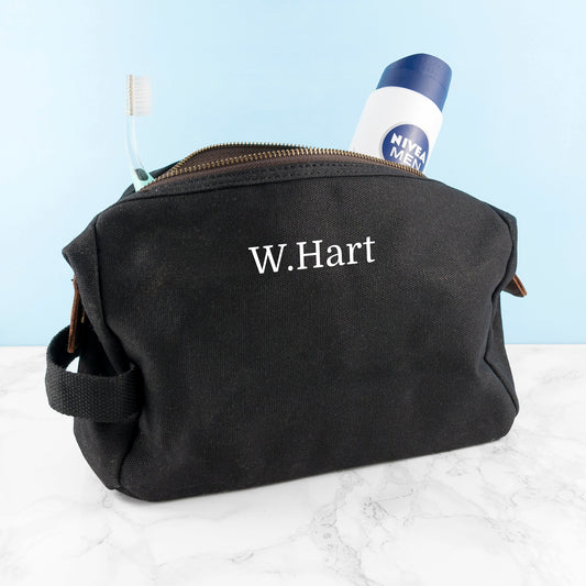 Personalized Men’s Vintage Waxed Canvas Wash Bag