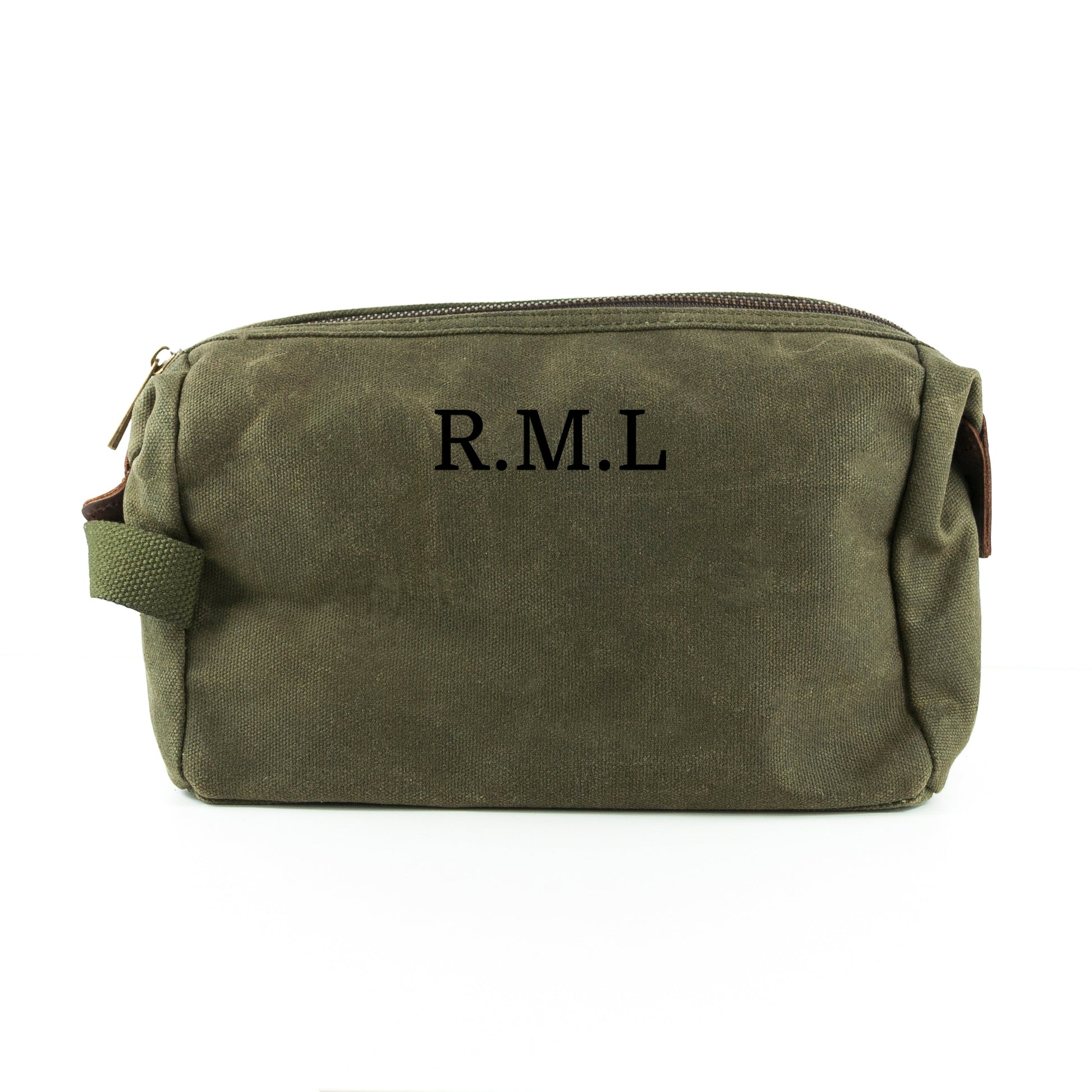 Personalized Men's Washbags - Personalized Men’s Vintage Waxed Canvas Wash Bag 