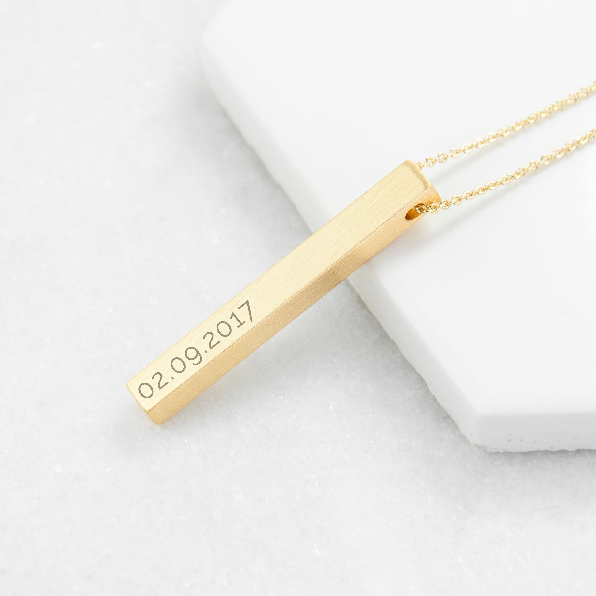 Personalized Necklaces - Personalized Matte Vertical Bar Necklace 