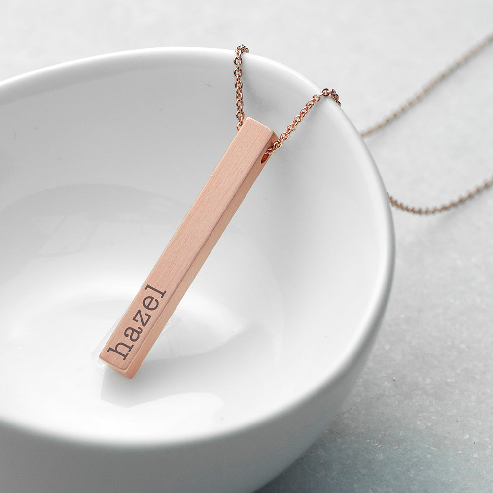 Personalized Necklaces - Personalized Matte Vertical Bar Necklace 