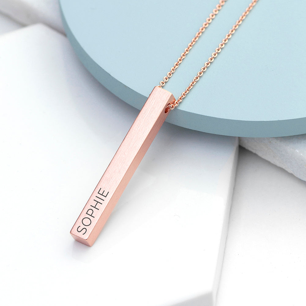 Personalized Matte Vertical Bar Necklace - GiftsofaKind