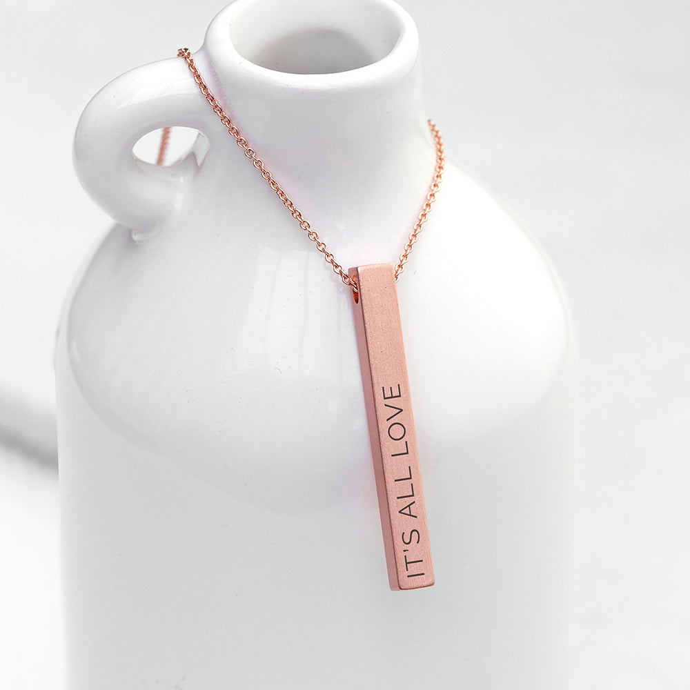 Personalized Matte Vertical Bar Necklace - GiftsofaKind