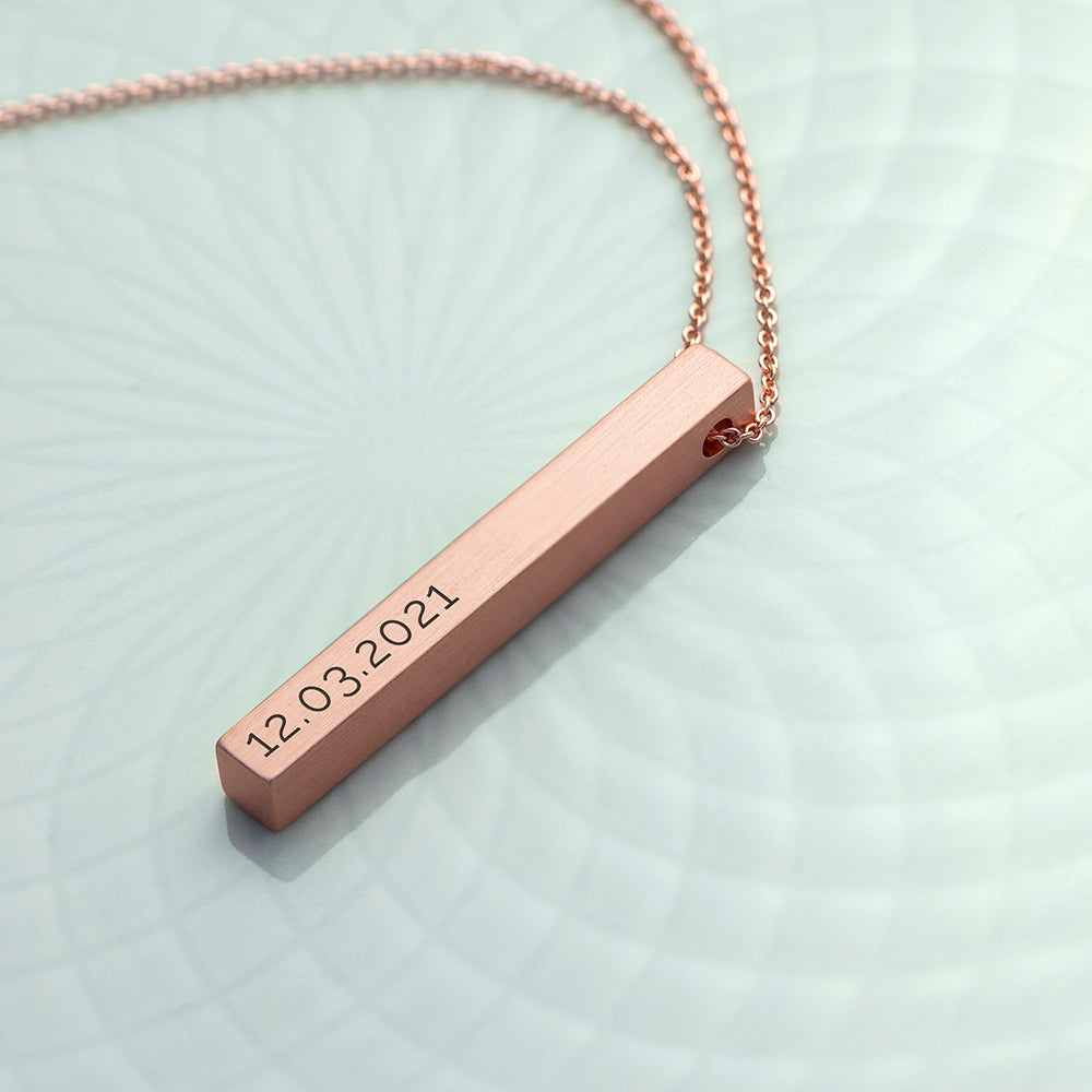 Personalized Necklaces - Personalized Matte Vertical Bar Necklace 