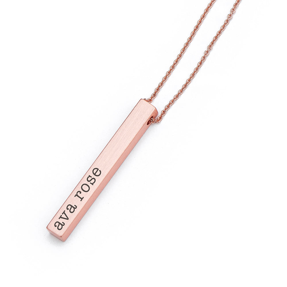 Personalized Necklaces - Personalized Matte Vertical Bar Necklace 