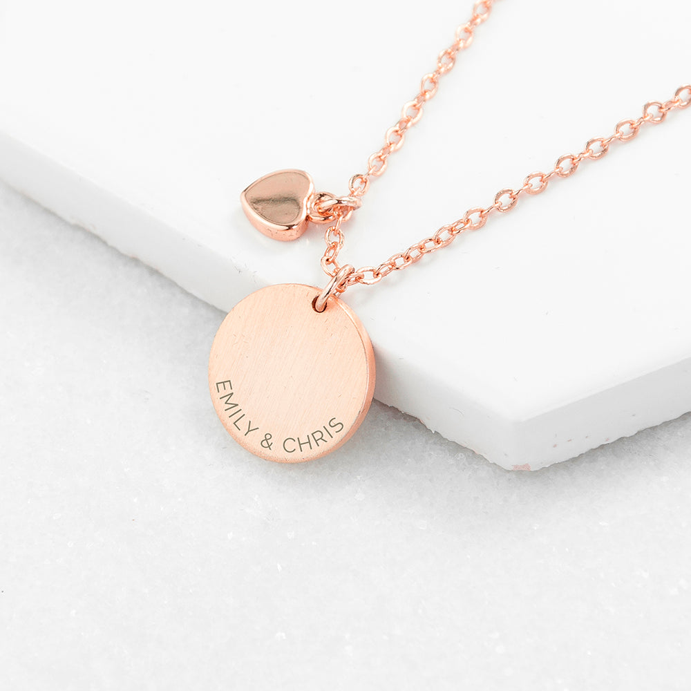 Personalized Necklaces - Personalized Heart and Disc Family Necklace 