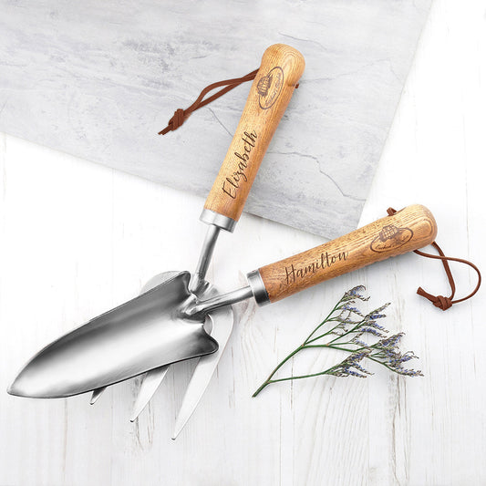 Personalized Luxe Silver Trowel and Fork Set