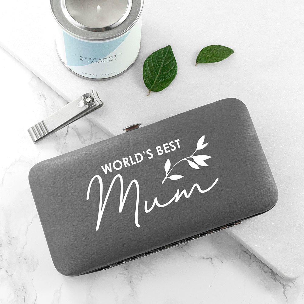 Personalized Grooming Set - Personalized Best Mama Manicure Set - Grey 