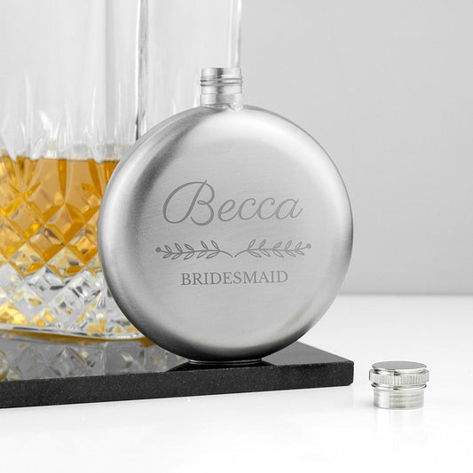 Personalized Bridal Party Round Hip Flask