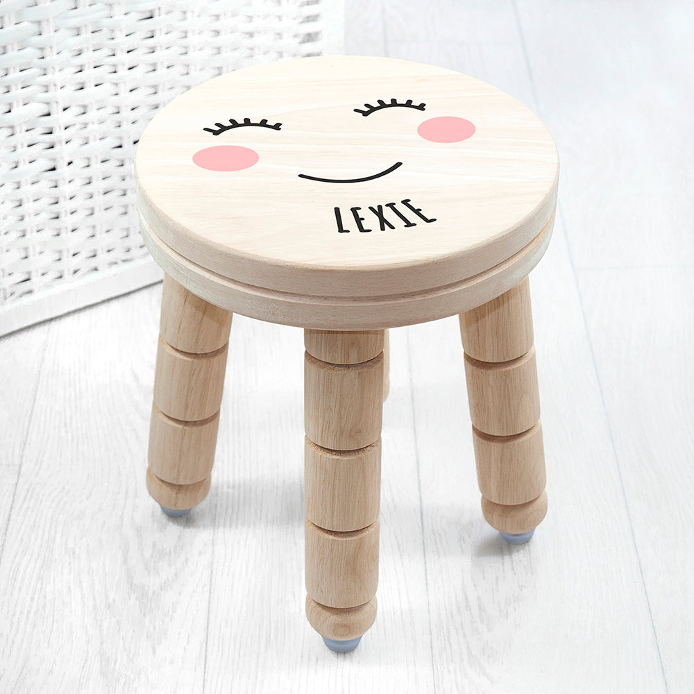 Personalized Kids Stools - Personalized Cute Face Kids Wooden Stool 