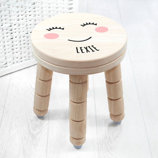 Personalized Cute Face Kids Wooden Stool