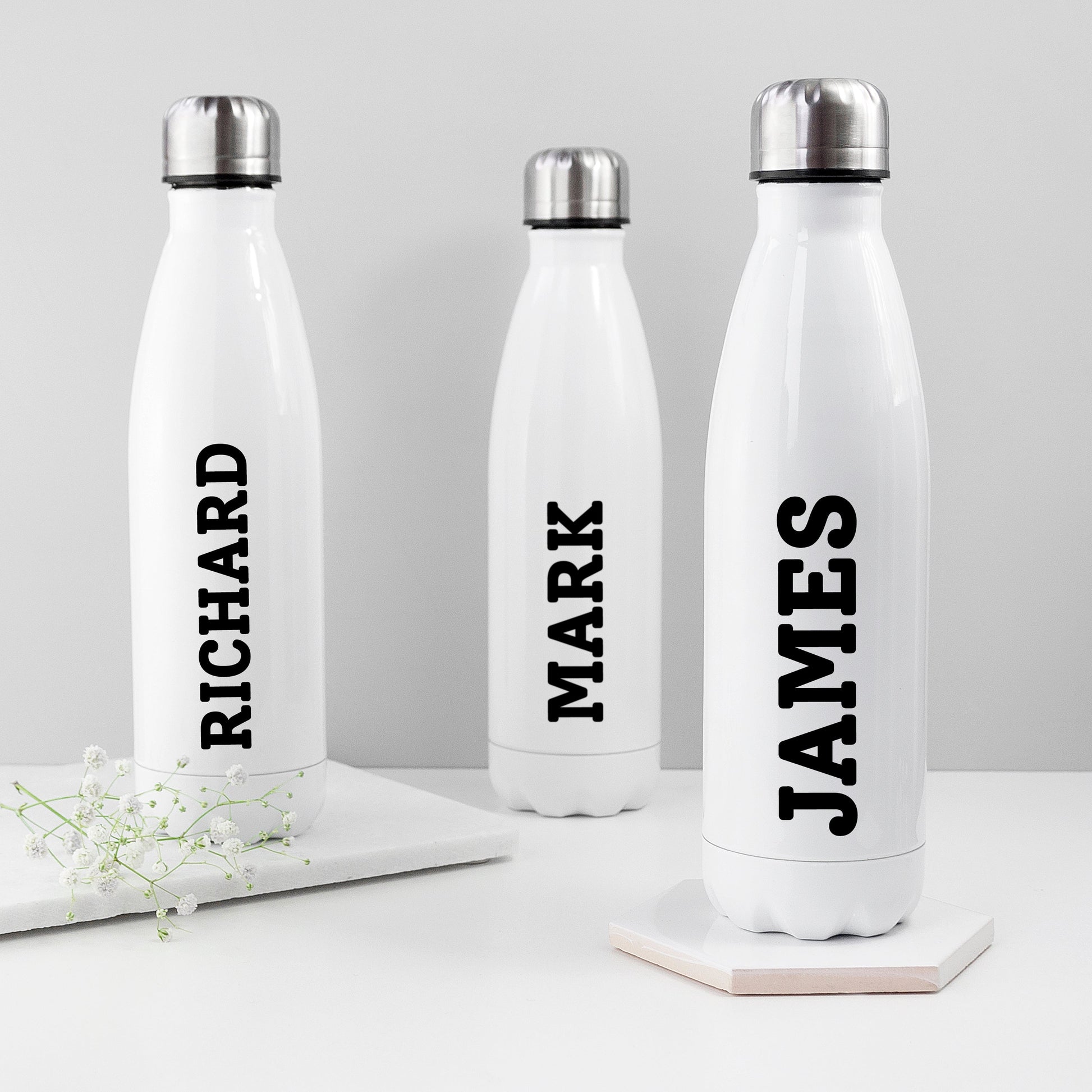 Personalized Water Bottles - Personalized White Water Bottle 