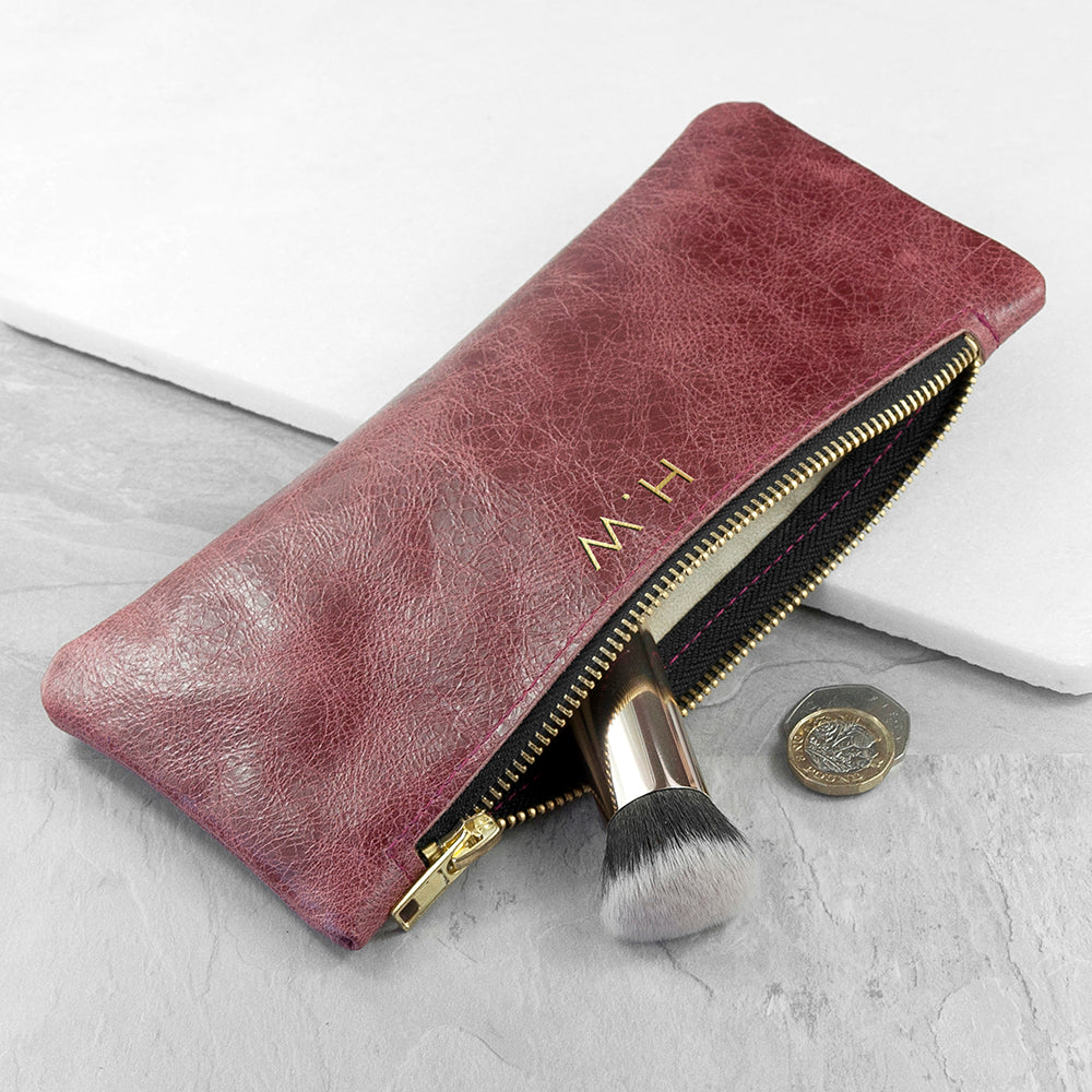 Personalized Leather Clutch Bags - Monogrammed Leather Slimline Clutch 