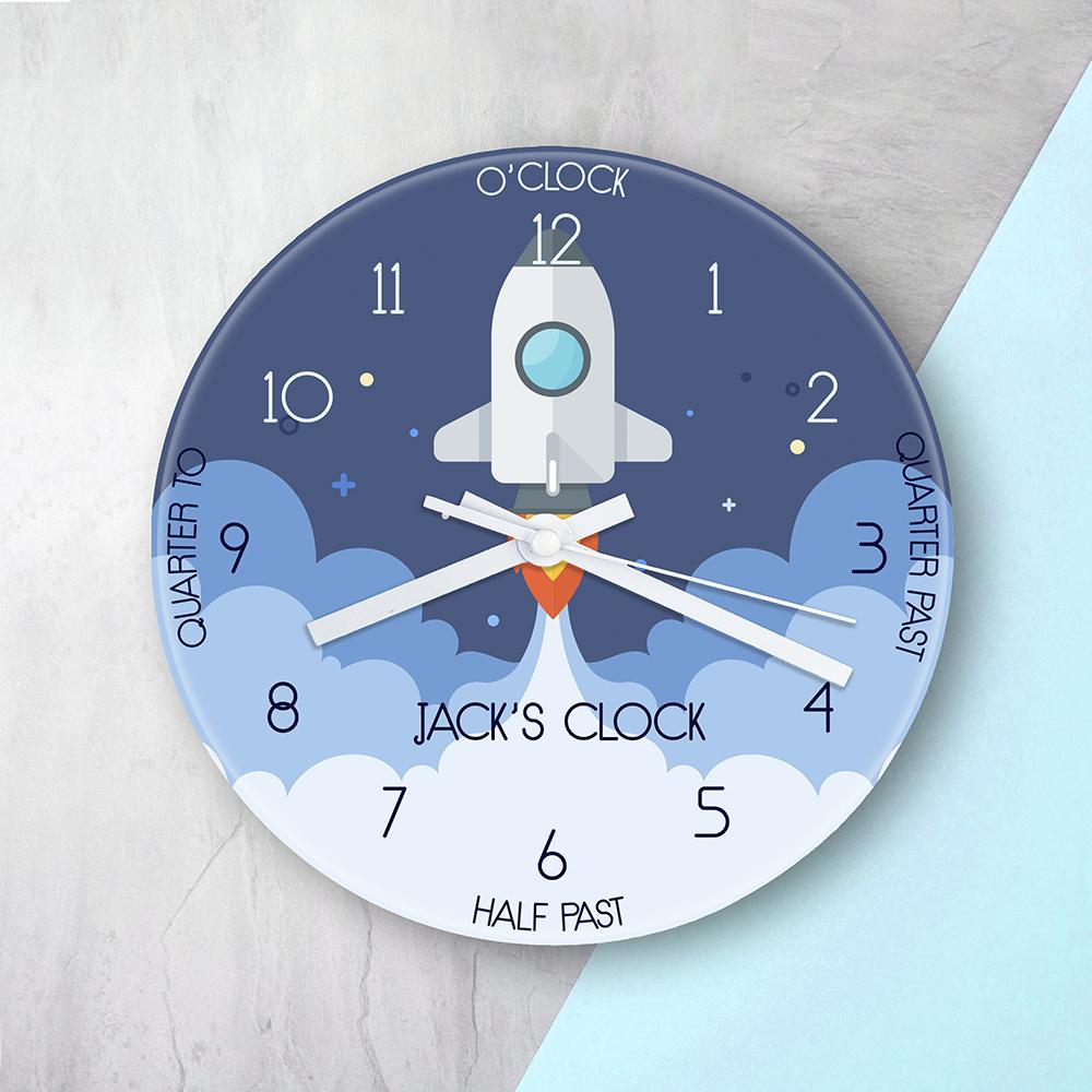 Personalized Clocks - Personalized Kids Space Shuttle Glass Clock 