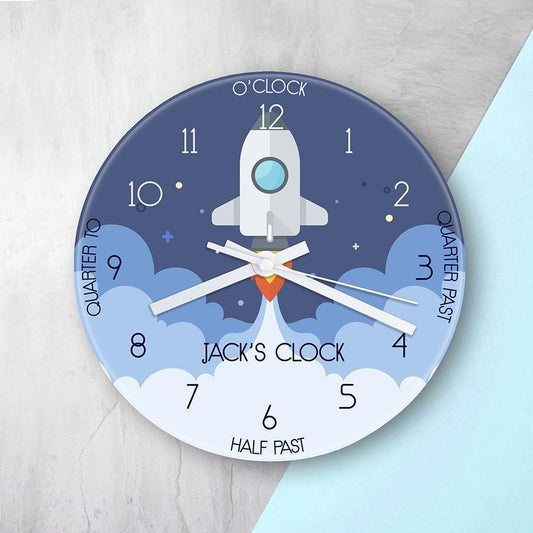 Personalized Kids Space Shuttle Glass Clock