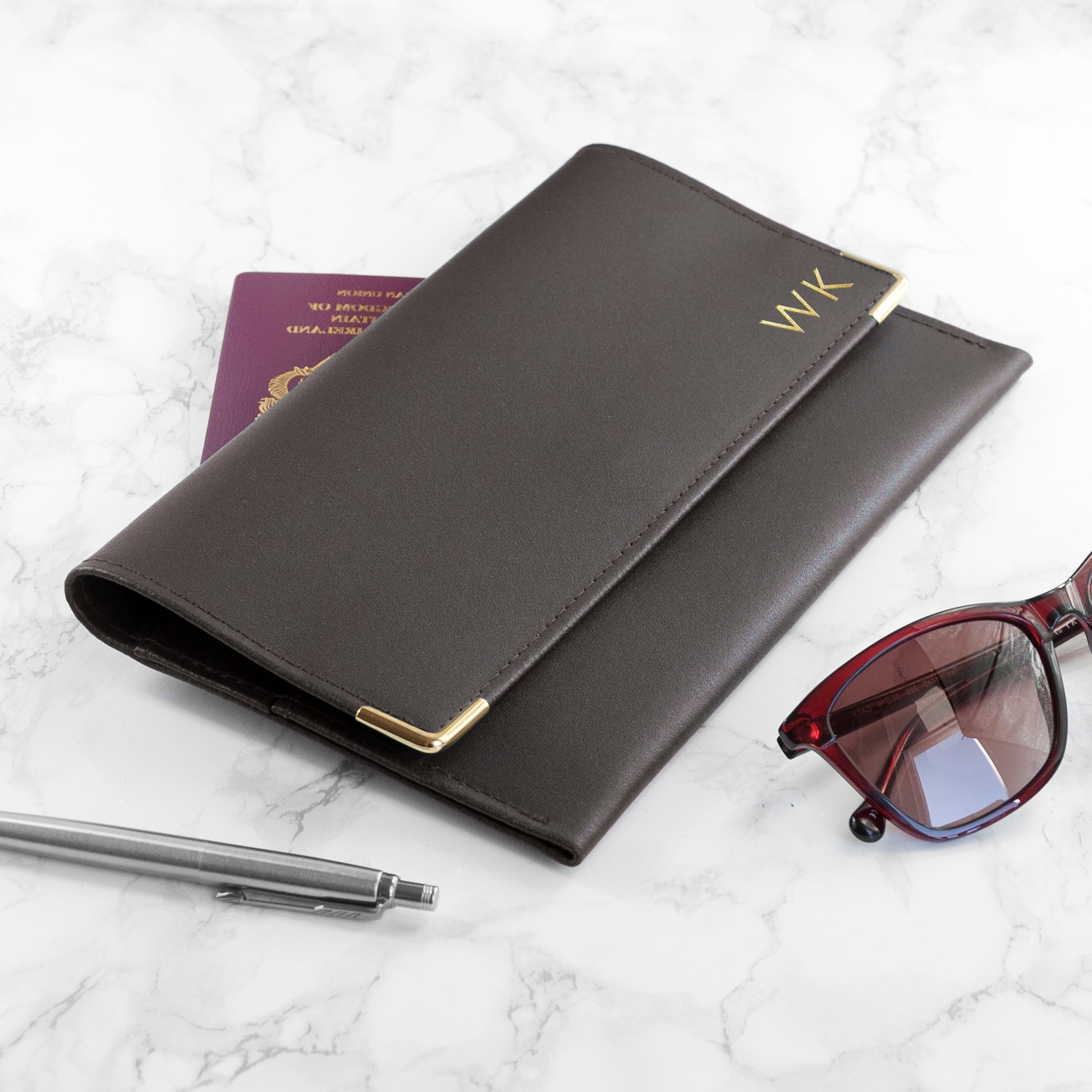 Personalized Travel Accessories - Personalized Luxury Leather Travel Organiser 