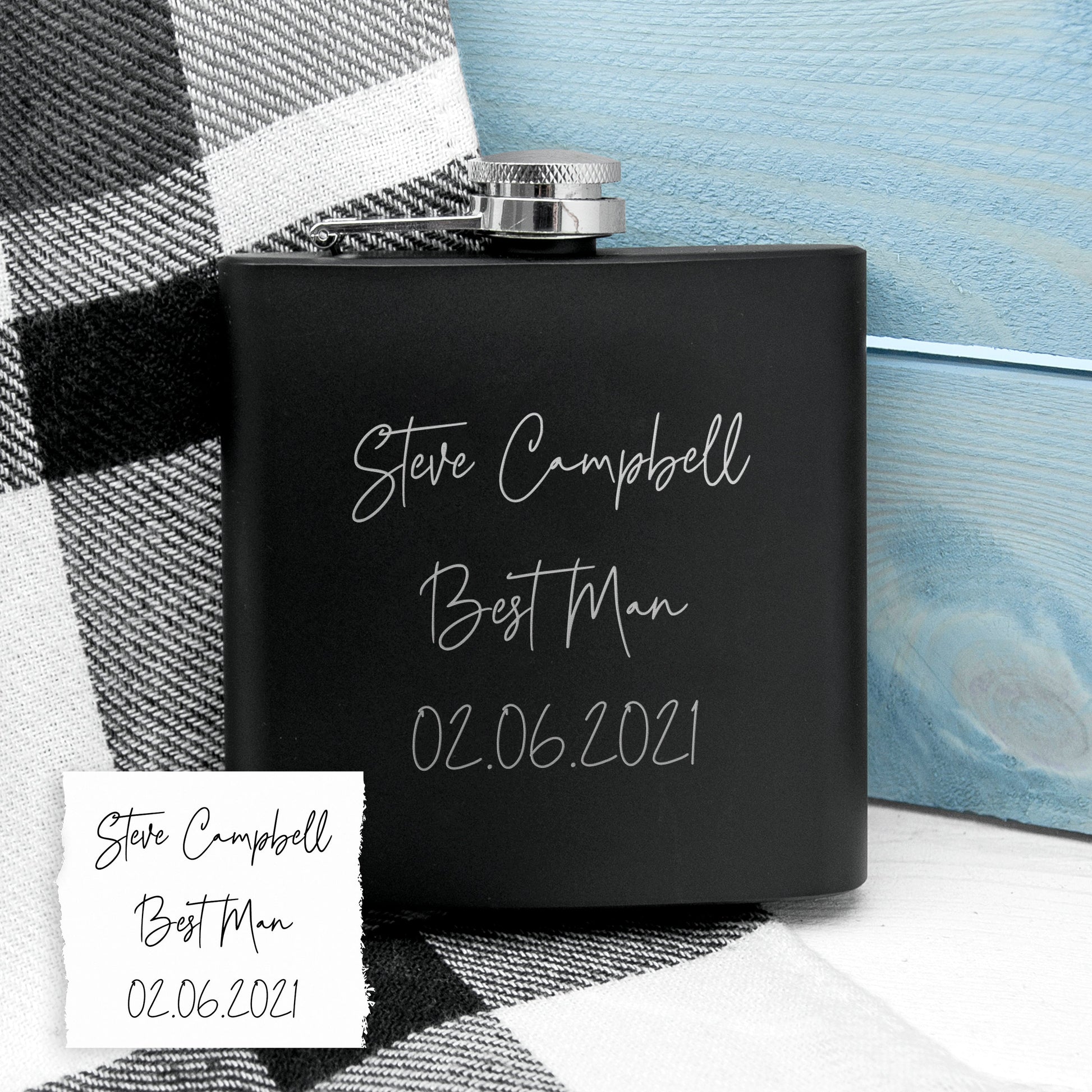 Personalized Handwriting Black Hip Flask - GiftsofaKind