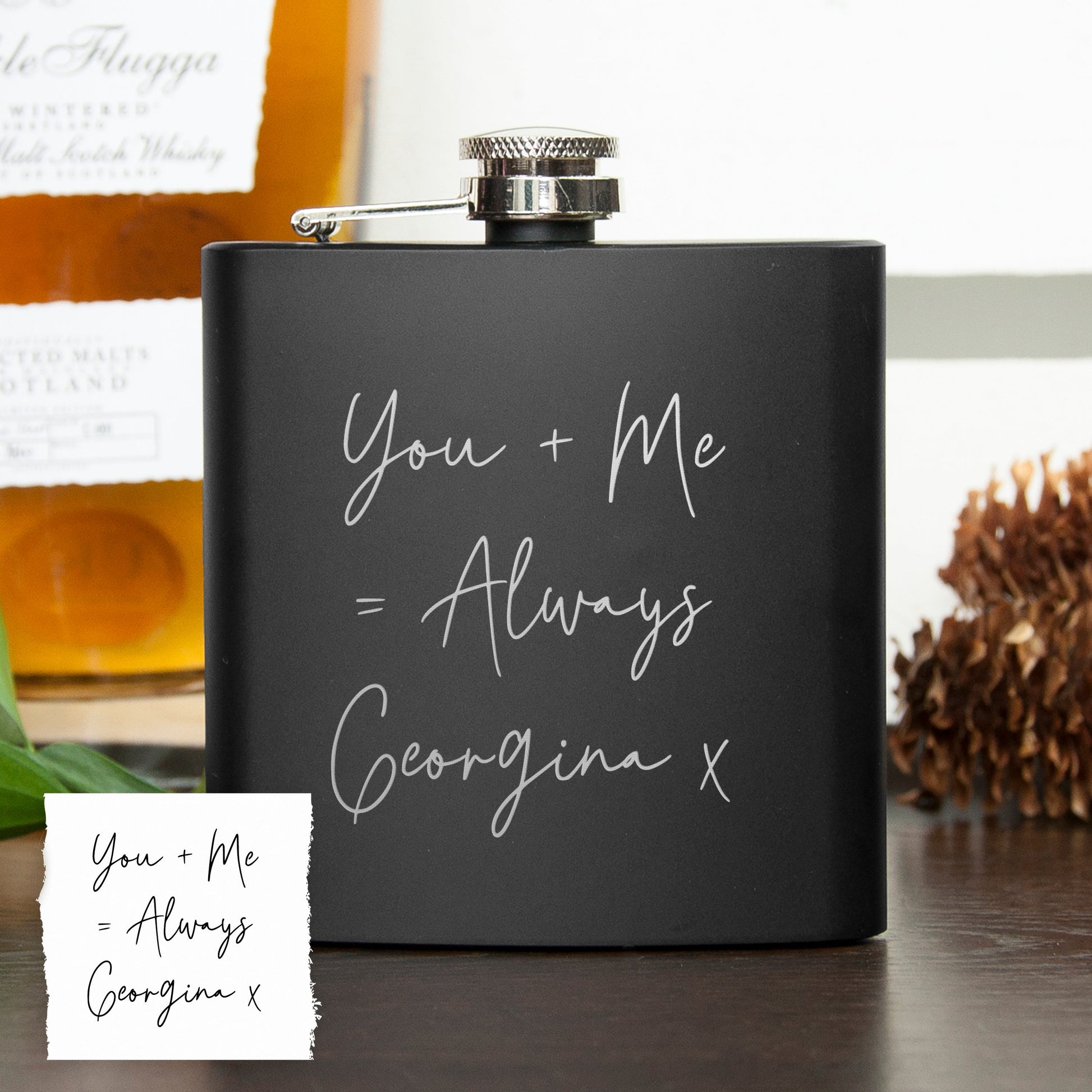 Personalized Hip Flasks - Personalized Handwriting Black Hip Flask 