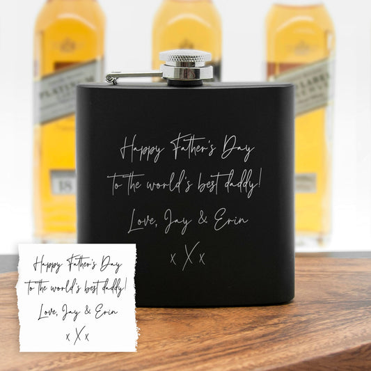 Personalized Handwriting Black Hip Flask