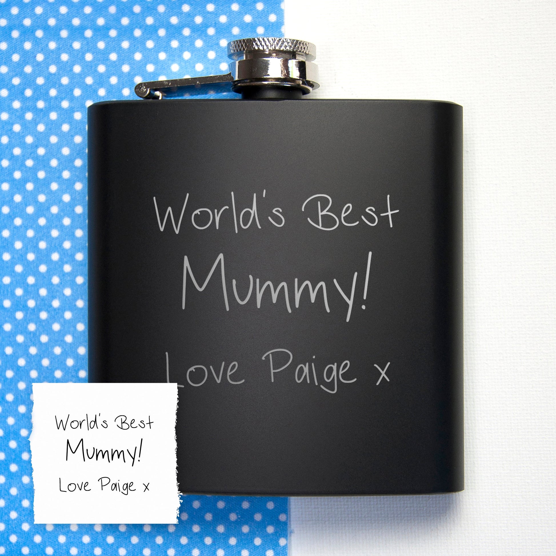 Personalized Handwriting Black Hip Flask - GiftsofaKind