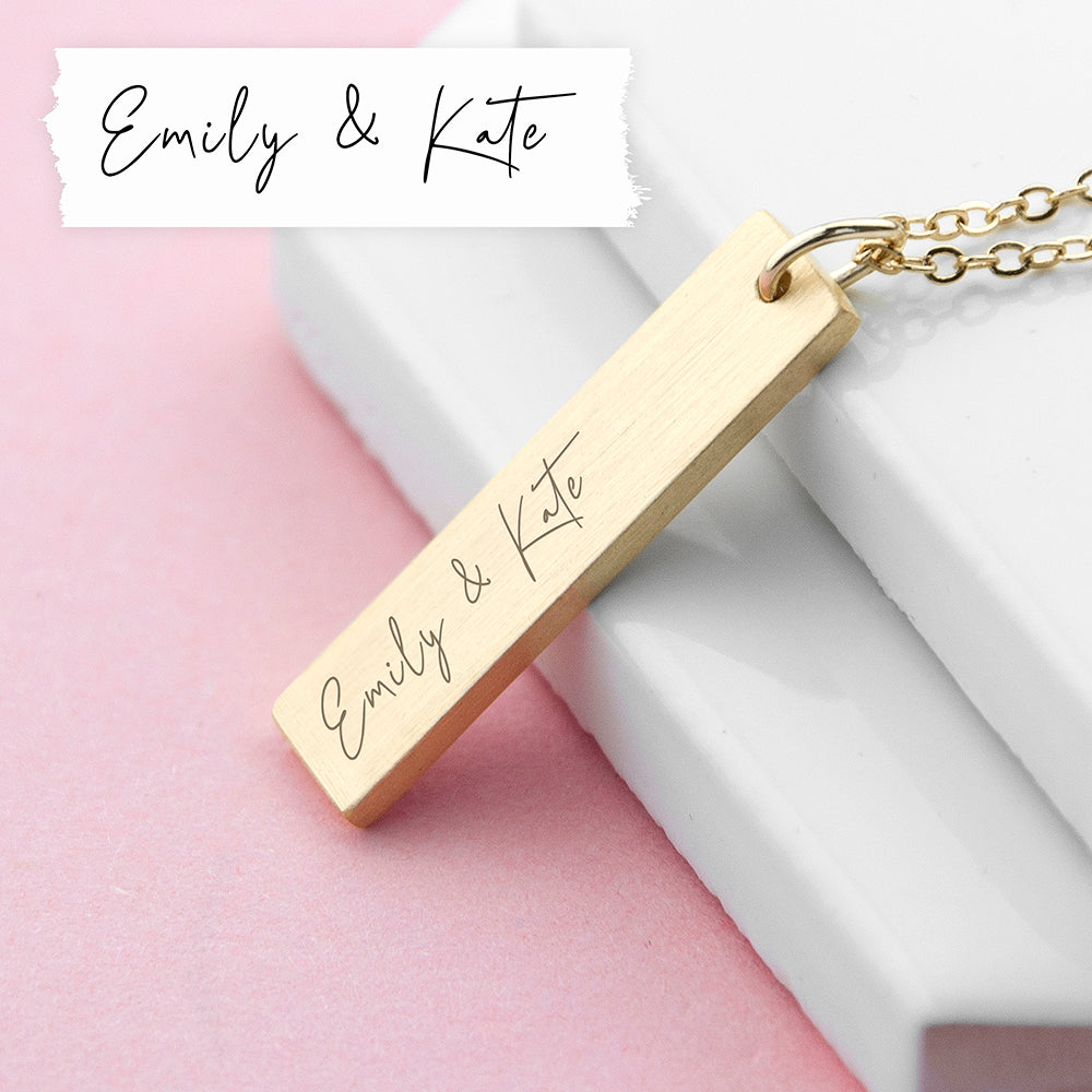 Personalized Necklaces - Personalized 'I Love You' Handwriting Bar Necklace 