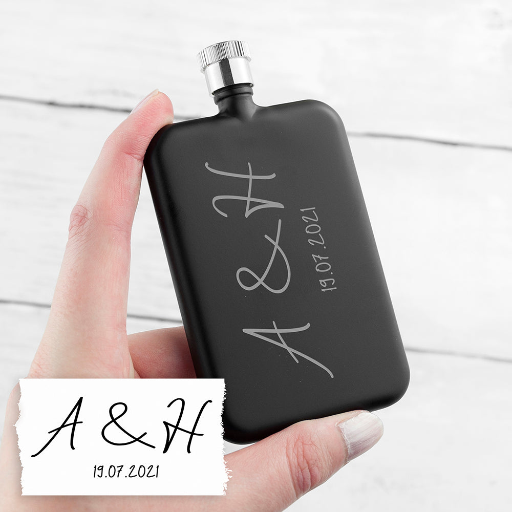 Personalized Keepsakes - Personalized Handwriting Black Slimline Flask 