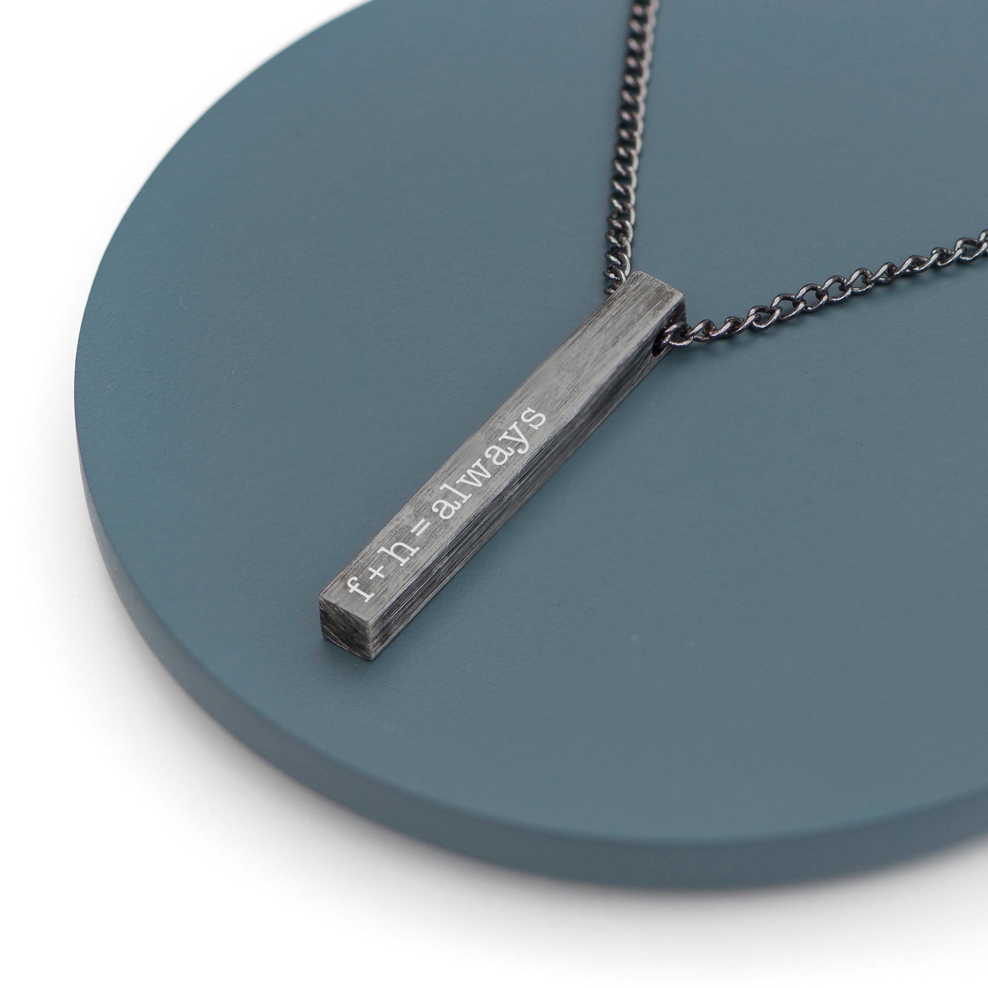 Personalized men's necklaces - Personalized Men's Brushed Gunmetal Solid Bar Necklace 