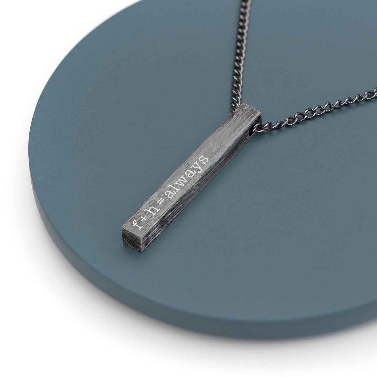 Personalized men's necklaces - Men's Personalized Solid Bar Necklace in Brushed Gunmetal 