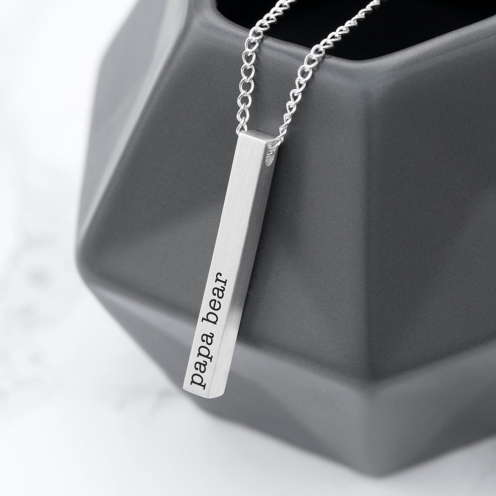 Personalized Men's Silver Solid Bar Necklace - GiftsofaKind