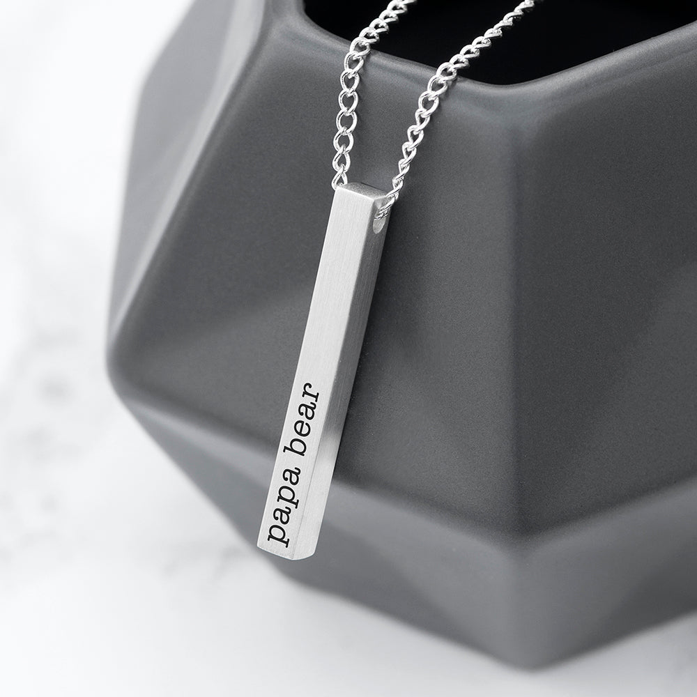 Personalized men's necklaces - Personalized Father's Day Men's Silver Solid Bar Necklace 