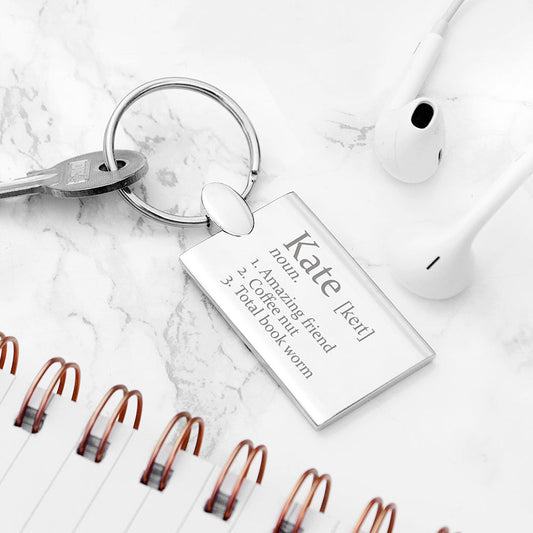 Personalized Definition Rectangle Keyring