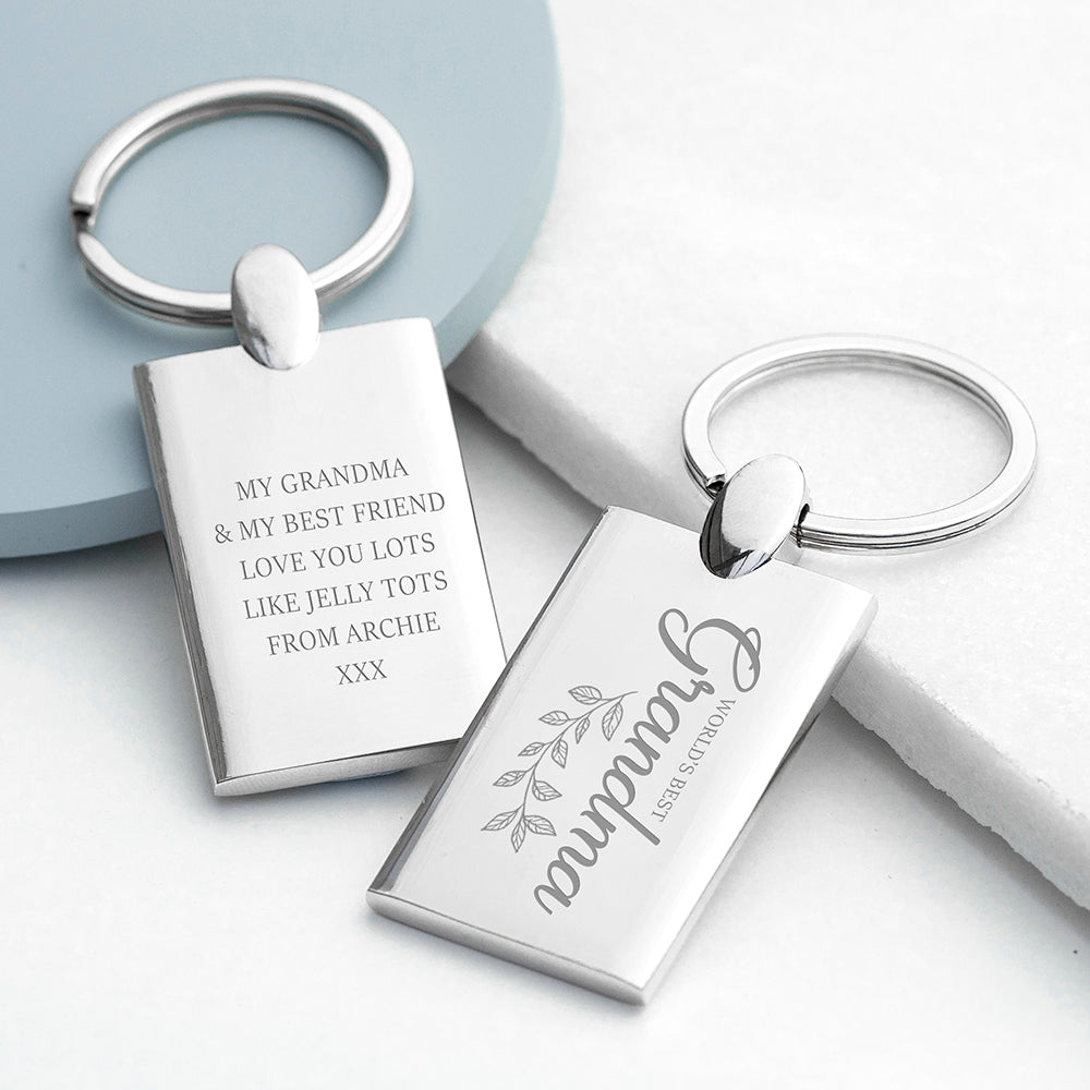 Personalized Keyrings - Personalized World's Best Grandparent Metal Keyring 