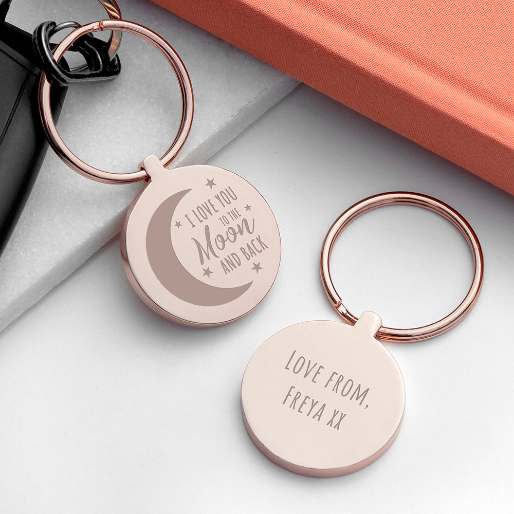 Personalized Keyrings - Personalized Moon and Back Keyring 