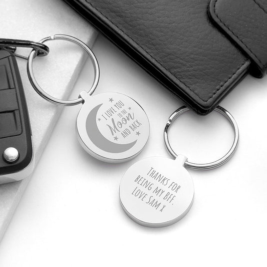 Personalized Moon and Back Keyring