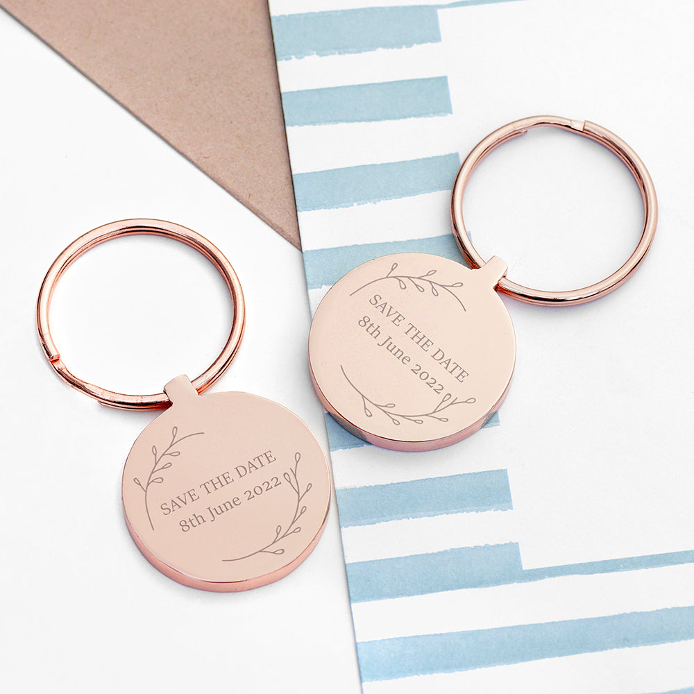 Personalized Keyrings - Personalized Save the Date Round Keyring 