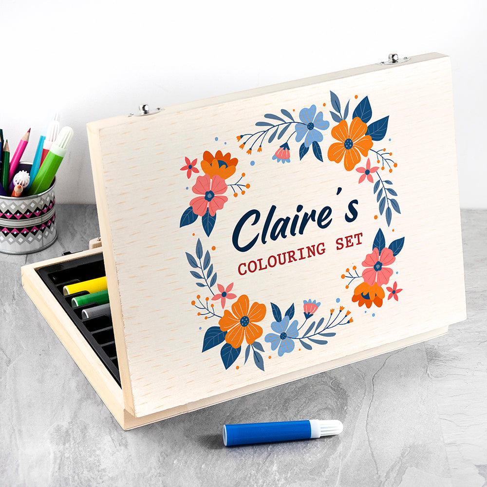 Personalized Art and Craft Sets - Personalized Flower Garland Children's Colouring Set 