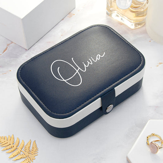Personalized Midnight Blue Jewellery Case