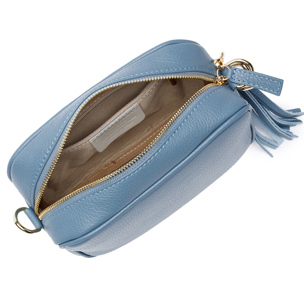 Personalized Cross Body Bags - Personalized Cross Body Leather Bag - Light Blue 
