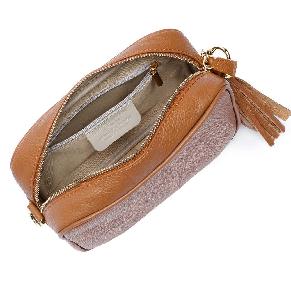 Personalized Cross Body Bags - Personalized Cross Body Tan Leather Bag 