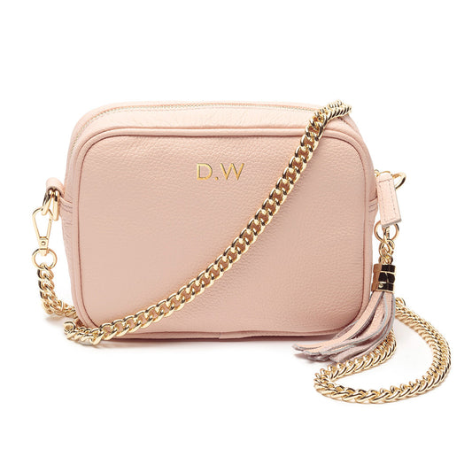 Pink Personalized Cross Body Leather Bag