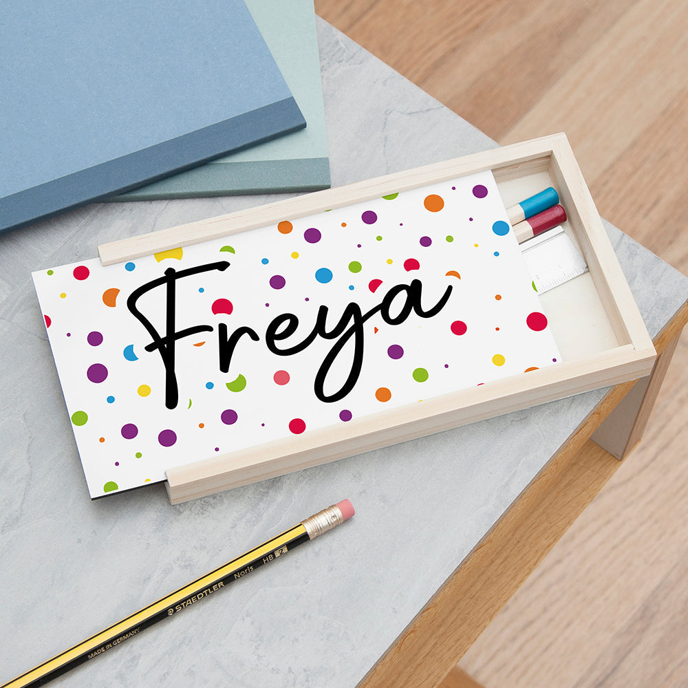 Personalized Pencil Cases - Personalized Kids Fun Polka Dot Pencil Box 