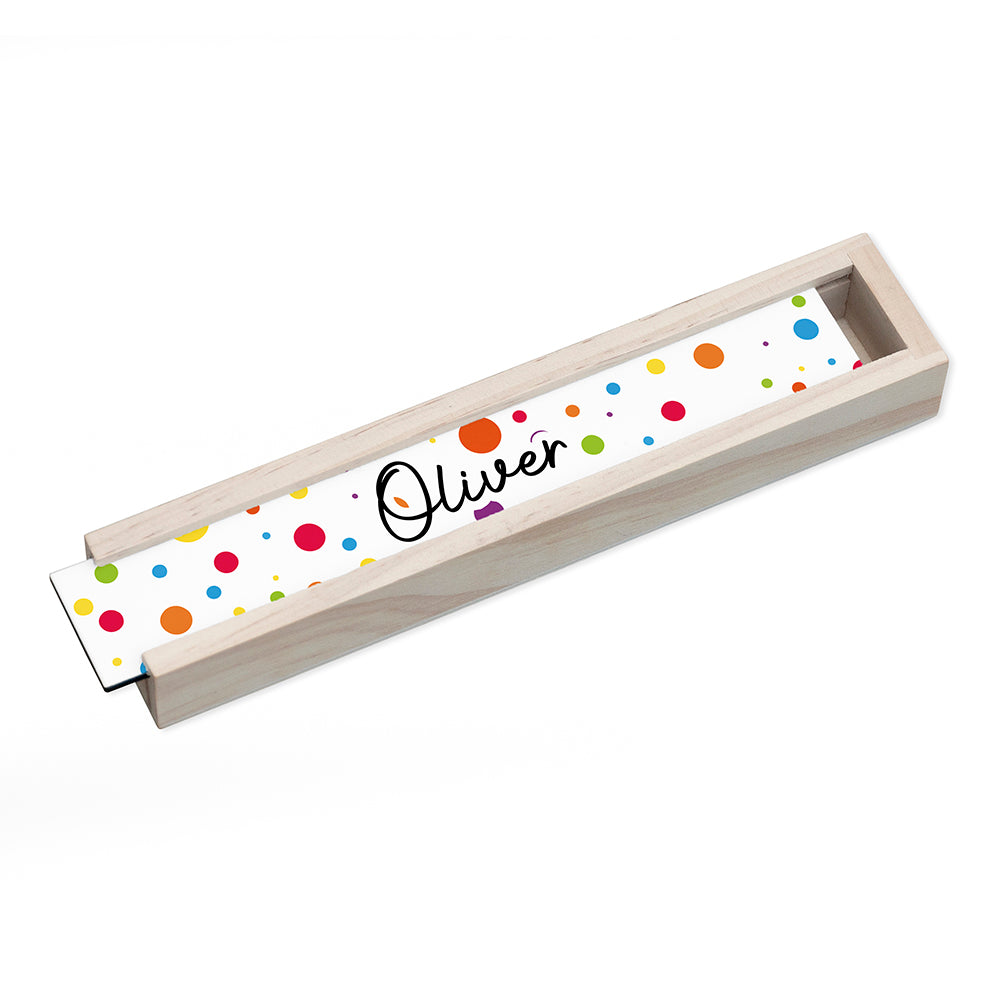 Personalized Pencil Cases - Personalized Kids Slim Fun Polka Dot Pencil Box 